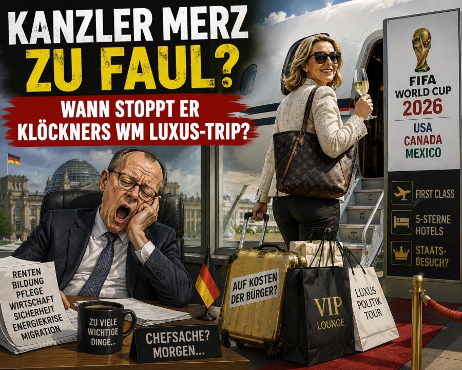 Kanzler Merz zu faul oder größenwahn? Wann stoppt er Klöckners WM Luxus-Trip?